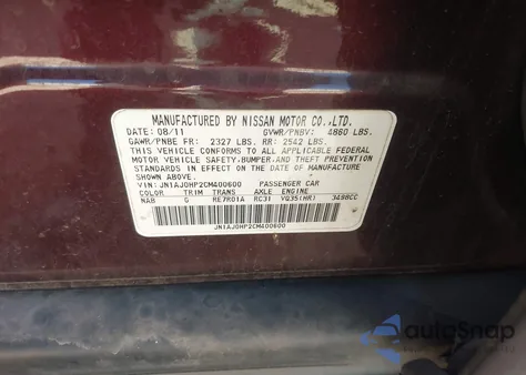 2012 Infiniti Ex35 Journey z USA, uszkodzony, nr VIN JN1AJ0HP2CM400600